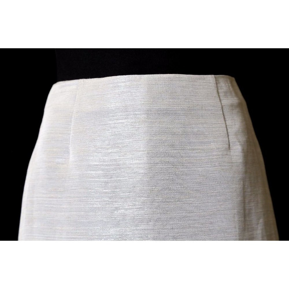 Jon by Teri Jon Metallic Silver Straight Textured Pencil Skirt 2 - Picture 5 of 9